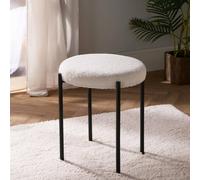 OHS Boucle Round Stool Upholstered Padded Seat Table Chair in Cream OHS Cream