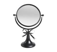 OHS Bow Bathroom Mirror, Cute Vanity Makeup Small Mirror on Stand Double Sided 360 Degree Swivel Portable Table Desk Counter top Bathroom Shaving Mirrors, Black