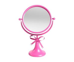 OHS Bow Bathroom Mirror, Cute Vanity Makeup Small Mirror on Stand Double Sided 360 Degree Swivel Portable Table Desk Counter top Bathroom Shaving Mirrors, Hot Pink