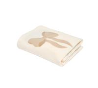 OHS Bow Blanket Throws for Sofas Fleece Blanket, Cream/Natural 200 x 240cm | Bow Gifts for Women Large Blanket Bed Throw King Size Polar Fleece Soft Cosy Warm Home Decor Armchair Couch Settee Throws