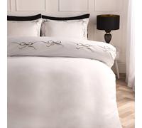 OHS Bow Border Bedding Set Microfibre Duvet Cover with Pillowcase in Black | Size: Single OHS Black Single