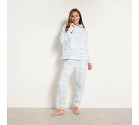 OHS Bow & Cherry Print Sherpa Lined Hooded Loungewear Set Coral Fleece in Blue | Size: Large OHS Blue L