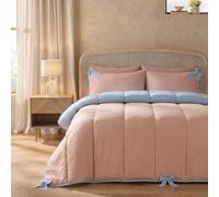 OHS Bow Corner Coverless 7.5 Tog Duvet Set Double, D-Blue/nat - Double | All in One Coverless Duvet No Cover Needed Soft Polyester 7.5 Tog Double Bed Washable