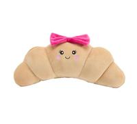 OHS Bow Croissant Plush Microwavable Heat Pad Cuddly Toy Hottie, Brown/Pink | Microwave Hottie Heatable Soft Toy Hot or Cold for Cool Relaxation Warm Pain Relief Removable Cover Adult Kids Gifts