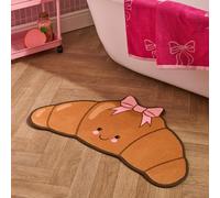 OHS Bow Crossiant Velvet Bath Mat - 45 x 75cm - Brown