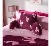 Ohs Bow Cuddle Cushion Soft Fleece Reading Pillow - Burgundy