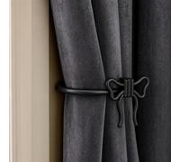 OHS Bow Curtain Rod Tie Backs Curtain Holdbacks Metal, Black - 2 Pack | Holds Curtains Neatly Open Lets in Maximum Daylight Easy Screw Fixing to Wall Soft Draped Curve Finish Neat Considered Finish