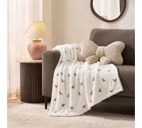 OHS Bow Embossed Throw Soft Sofa Bed Blanket, Black - 125 x 150cm | Bow Embossed Throw in Black, Soft Brushed Finish for Sofa or Bed, 125 x 150cm