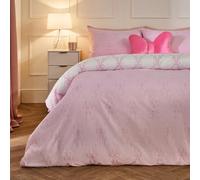 Ohs Bow Lattice Bedding Set Microfibre Reversible Duvet Cover With Pillowcase, Pink/white - Double