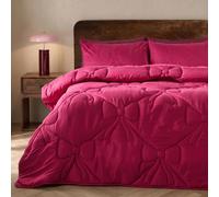 OHS Bow Lattice Coverless 7.5 TOG Duvet Bedding Set with Pillowcase in Dark Pink | Size: Double OHS Dark Pink Double