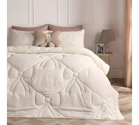 Ohs Bow Lattice Coverless 7.5 Tog Duvet Bedding Set With Pillowcase - Ivory