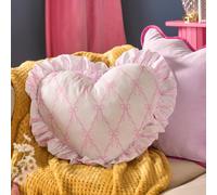 Ohs Bow Lattice Frill Heart Shaped Scatter Cushion Throw Pillow