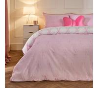 OHS Bow Lattice Microfibre Reversible Duvet Cover Set with Pillowcase in Pink | Size: Double OHS Pink Double
