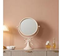 OHS Bow Mirror Bathroom Mirror Vanity Mirror Travel Mirror, Natural - Small | Decorative Bow Mirror Natural Glass & Resin Dressing Table Vanity Wall