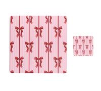 OHS Bow Placemats and Coasters Set Table Mats Set of 4, Bows - Pink | Protects Against Heat Marks Spills and Scratches Wipe Clean