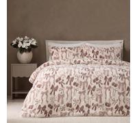 OHS Bow Print 10.5 Tog Teddy Fleece Coverless Duvet Single,Ivory/Natural | Gifts for Women Soft Cosy Winter Warm Single Duvet with Pillowcase Thermal Fluffy Bedding Coverless Quilt Camping Blanket