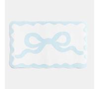 OHS Bow Print Bath Mat, Soft Velvet Non Slip Bathroom Mat Water Absorbent Quick Drying Comfy Decorative Cute Bathroom Rug Machine Washable Shower Rug Foot Mats, Blue