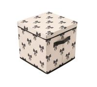 OHS Bow Print Bauble Storage Box Christmas Decoration Storage Cube, Mono