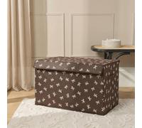 OHS Bow Print Collapsible Storage Box with Lid Fabric Storage Basket, Brown