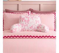 OHS Bow Print Cuddle Cushion, Fleece Back Cushion with Arms, Pink/Ivory