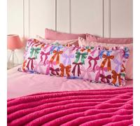 OHS Bow Print Frill Edge Long Pillows for Bed Soft Bolster Pillow, Multi | Full Body Support Long Pillow Comfy Cosy Pregnancy Pillow for Maternity Support & Side Sleeping Cuddle Cushion 135 x 45 + 5cm