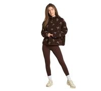 OHS Bow Print Half Zip Fleece Women Teddy Fleece Women's Jackets, Chocolate