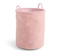 OHS Bow Print Large Laundry Basket Boucle Storage Box Blanket Basket, Pink