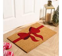 OHS Bow Print Non Slip Coir Mat Doormat Rug in Natural | Size: 40 cm x 60 cm OHS Natural 40 cm x 60 cm
