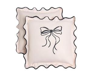 OHS Bow Print Outdoor Cushions Waterproof Decorative Frill Edge Cushion Covers 45 x 45 Set 2 Super Soft Patio Garden Cushions Home Decor Throw Pillow Covers with Invisible Zipper, Monochrome