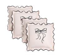 OHS Bow Print Outdoor Cushions Waterproof Decorative Frill Edge Cushion Covers 45 x 45 Set 4 Super Soft Patio Garden Cushions Home Decor Throw Pillow Covers with Invisible Zipper, Monochrome