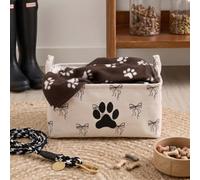 OHS Bow Print Pet Storage Basket Dog Toy Storage Dog Blanket Basket, Mono | Keeps Dog Toys Leads and Blankets Tidy 33 x 14 x 25cm Basket Size Sturdy Supportive Frame Living Room Utility Room or Hallway