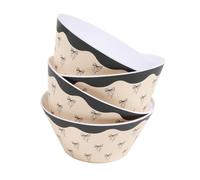 OHS Bow Print Plastic Bowls 4 Piece Durable Reusable Kitchen Bowls for Serving Cereal Soup Oatmeal Fruits Lightweight Dishwasher Safe Bowl Sets for Picnic Camping, Monochrome