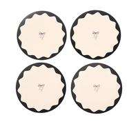 OHS Bow Print Plastic Plates Reusable Set of 4, Unbreakable Picnic Plates Dishwasher Safe Picnic Set for 4 Lightweight Dinner Plate for Kitchen & Outdoor, Monochrome