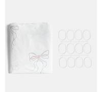 OHS Bow Print Shower Curtain, Mould Proof Mildew & Water Resistant Bathroom Curtains with Hooks Weighted Shower Curtain Quick Dry Bathtub Curtains Wipe Clean, Natural - 180 x 180 cm (71 x 71 Inch)