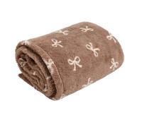 OHS Bow Print Teddy Throw Fleece Blanket Throw, Brown - 150 x 200cm | Machine Washable Fabric Sofa or Bed Ready Soft Cosy Texture Warm Winter Layer Lightweight Everyday Comfort Generous Coverage