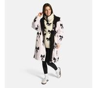 OHS Bow Print Water Resistant Coat Sherpa Lined Drying Changing Robe in White | Size: Large/XL OHS White L/XL
