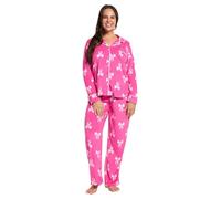 OHS Bow Print Womens Pyjamas for Women Long Sleeve and Full Length Button Down Womens Pyjamas Set Two Piece Soft Comfy Winter Sleepwear Loungewear, Hot Pink - S/M