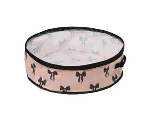 OHS Bow Print Wreath Storage Bag Round Christmas Garland Storage Box, Mono | Waterproof Circular Container with Carry Handles Artificial Xmas Ornaments Wreath Storage Garland Storage Bag