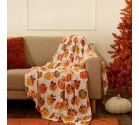 OHS Bow Pumpkin Ultrasoft Flannel Fleece Throw Thermal Blanket in Cream | Size: 125 cm x 150 cm OHS Cream 125 cm x 150 cm