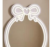 OHS Bow Shaped Makeup Vanity Mirror LED Lighting Wall Mounted Mirror, White | USB Cable Irregular Decorative Wall Mirror for Bedrooms Living Room Beauty Salon Dressing Room Girls Room Decoration