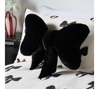 OHS Bow Shaped Velvet Scatter Cushion Xmas Decorative Plush Pillow in Black OHS Black