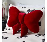 OHS Bow Shaped Velvet Scatter Cushion Xmas Decorative Plush Pillow in Red OHS Red
