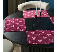 OHS Bow Table Mats Set of 4, Matte Velvet Christmas Placemats Washable Non-Slip Heat Resistant Holiday Christmas Decorations Table Placemats for Dining Tables Wedding Party, Burgundy - 30 x 40cm