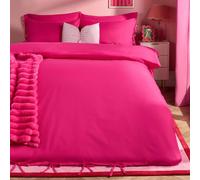 OHS Bow Tie Solid Dye Duvet Cover Set Bedding with Pillowcase in Bright Pink | Size: Double OHS Bright Pink Double