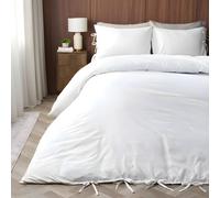 OHS Bow Tie Solid Dye Duvet Cover Set Bedding with Pillowcase in White | Size: Double OHS White Double