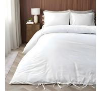 Ohs Bow Tie Solid Dye Duvet Cover Set Bedding With Pillowcase, White - Single
