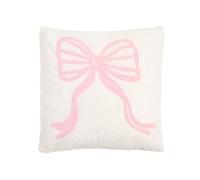 OHS Bow Tufted Filled Cushion 45x45cm Decorative, Cream/Pink - 45 x 45cm | Tufted Bow Filled Cushion in Cream/pink, 45 x 45cm, Ready-Filled Decorative Cushion, No Insert Needed