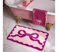Ohs Bow Velvet Bath Mat Soft Absorbent Shower Rug