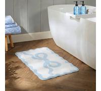 OHS Bow Velvet Bath Mat Soft Absorbent Shower Rug in Blue OHS Blue