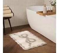 OHS Bow Velvet Bath Mat Soft Absorbent Shower Rug in Natural OHS Natural